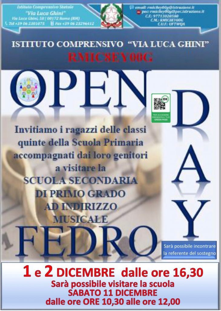 Open Day Di Istituto Istituto Comprensivo Luca Ghini